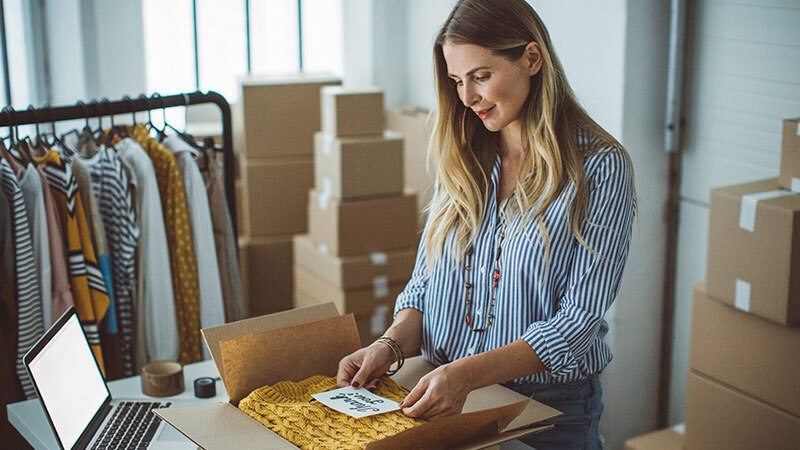 business owner packing product