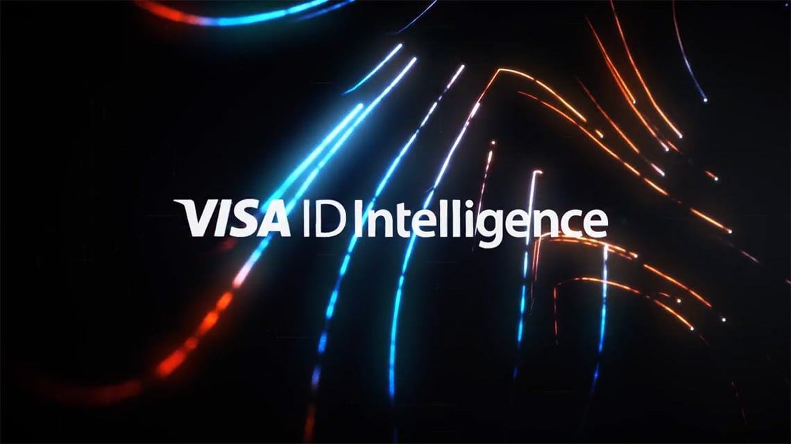 Título de Visa ID Intelligence con fondo con luces en movimiento 