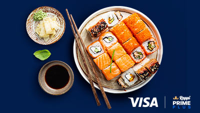 rappi-prime-400x225 Plato de sushi + logo de Visa ocmbinado con Rappi Prime Plus