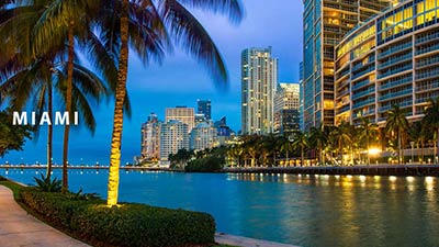 Imagen de ciudad de Miami de noche